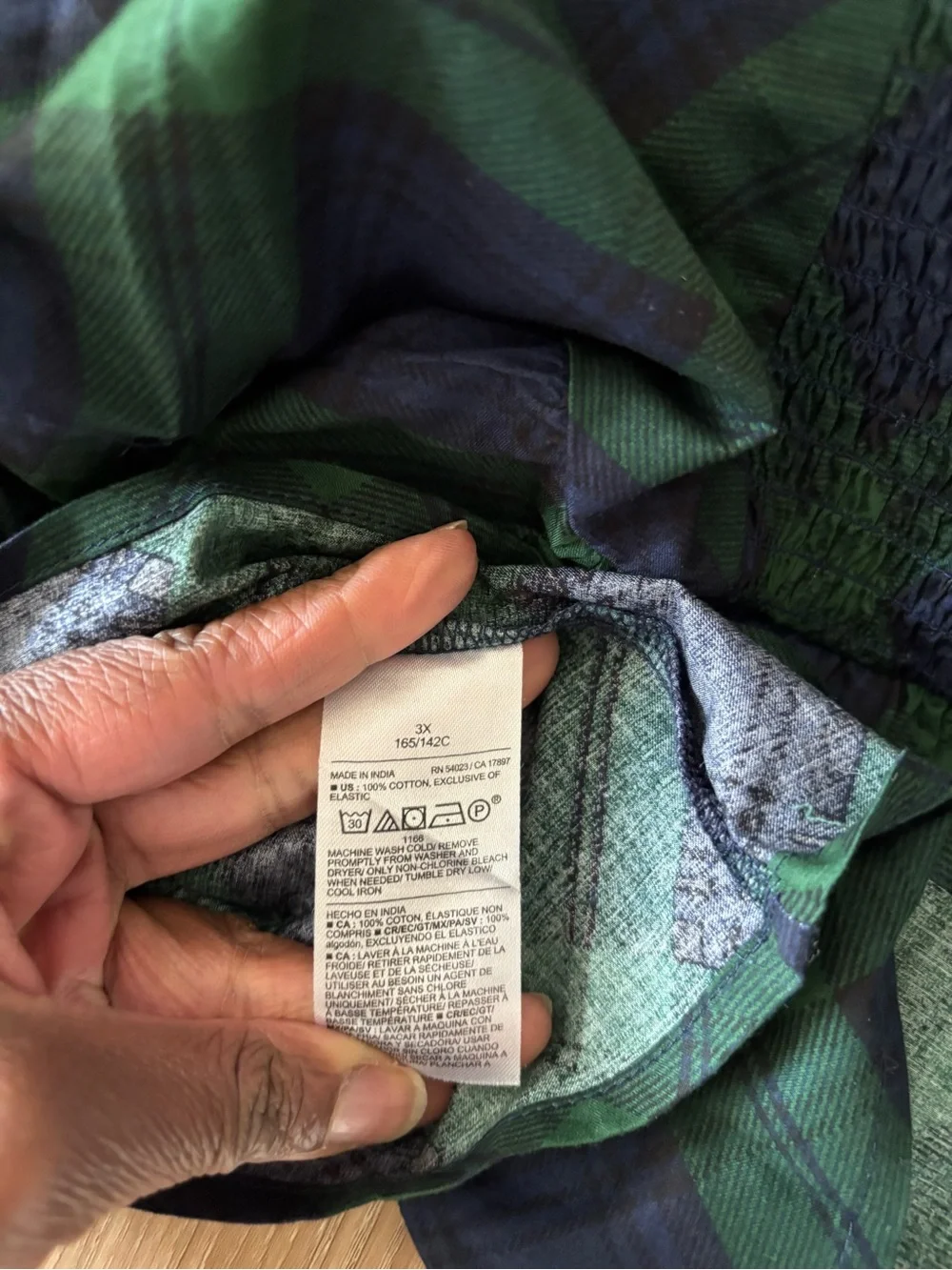 Old Navy Top Plaid Puff Sleeve Poplin Peplum Blue Green Womens 3X NWT Preppy